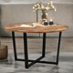 image 5 of Industrial 80CM Round Coffee Table Rustic Brown Brown