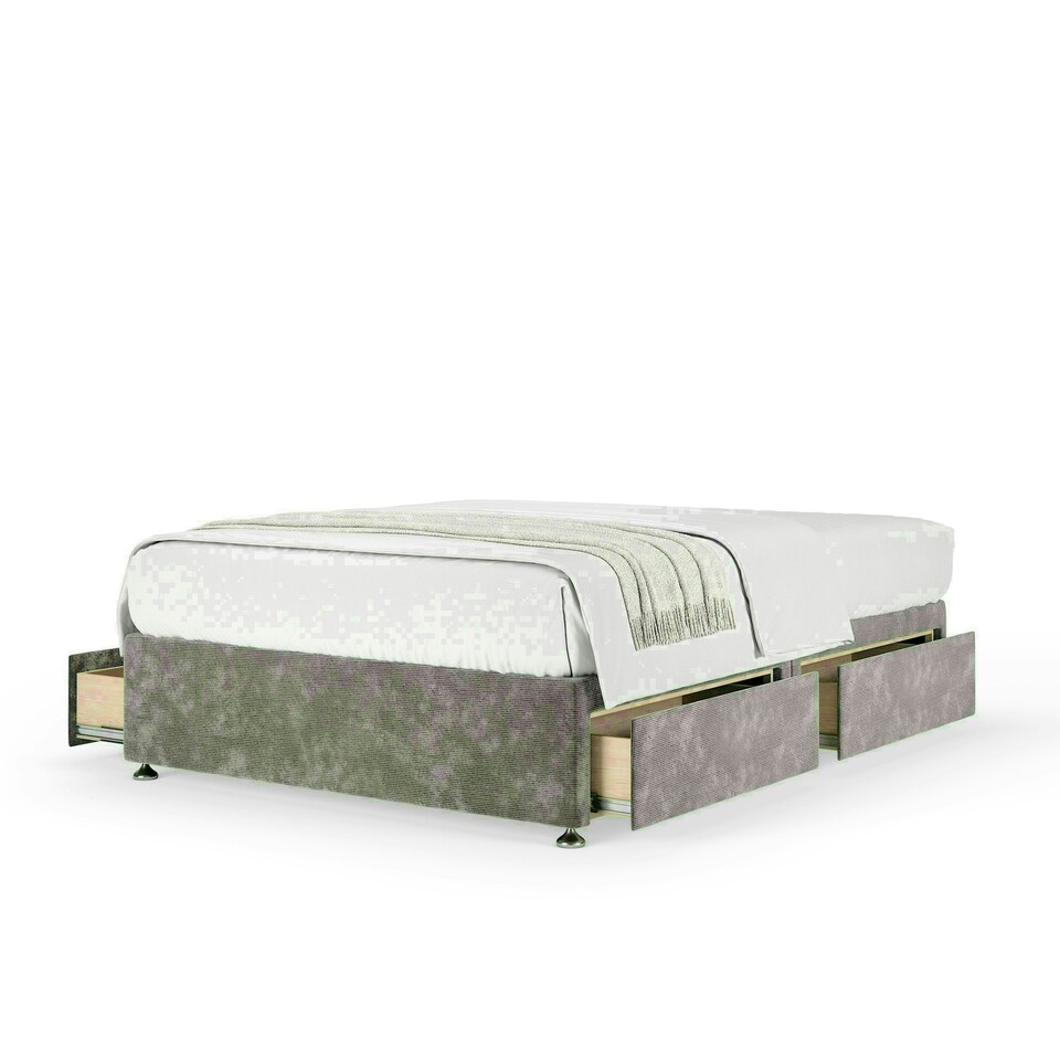 Silver Chenille 4 Drawer Divan Base King Size
