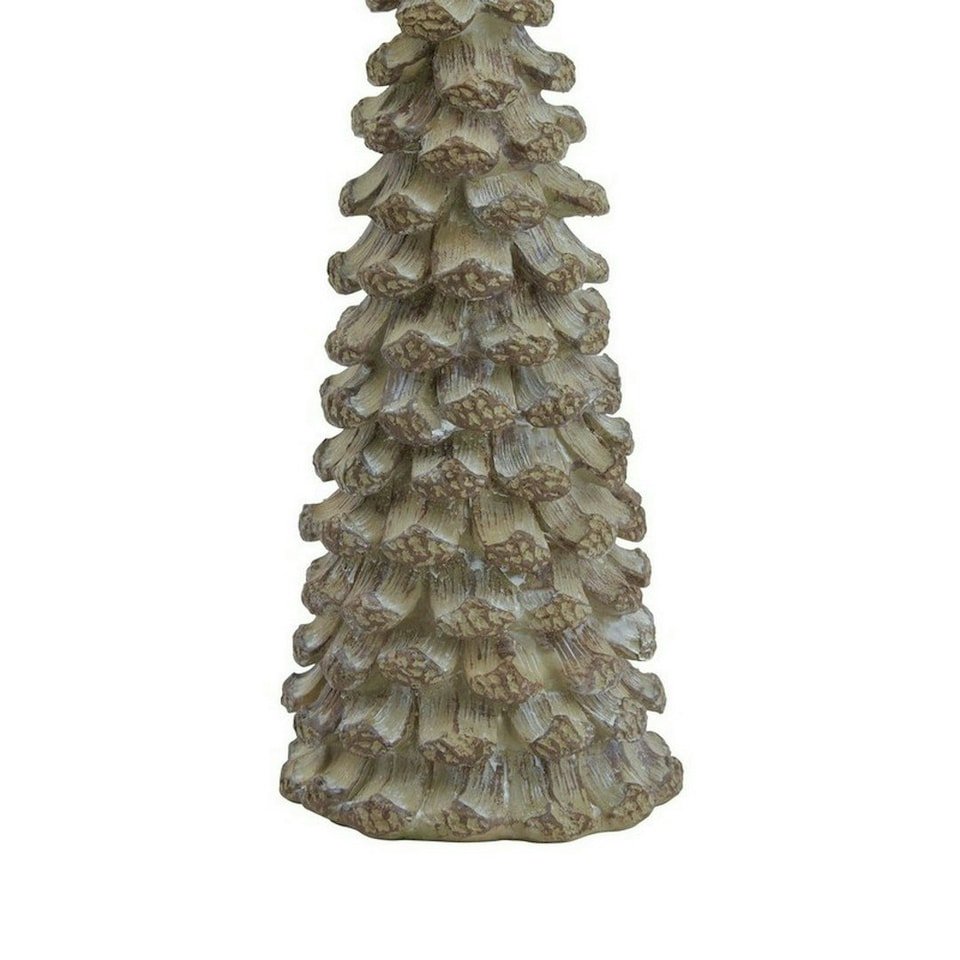 image 1 of Small Cedar Tree with Star - Resin - L6 x W6 x H17 cm - Beige