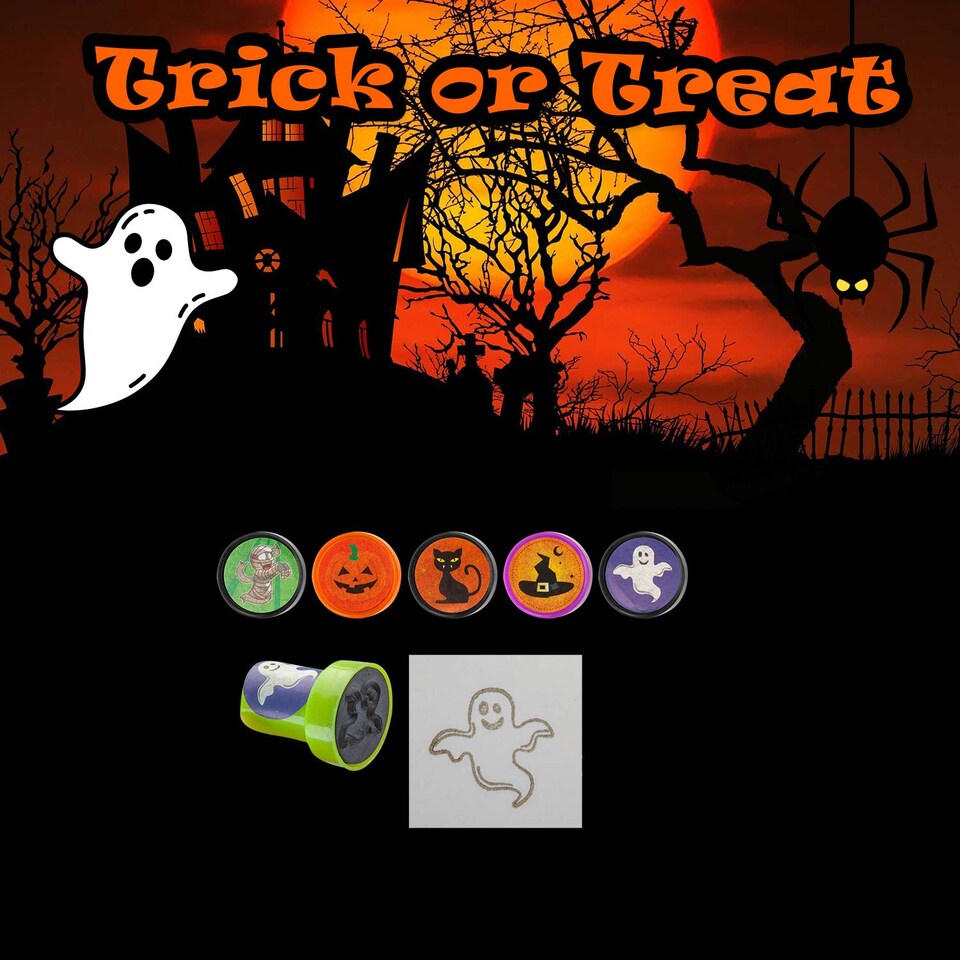 image 1 of PMS Halloween Mini Stampers Spooky Designs - Pack of 8 Multicolour