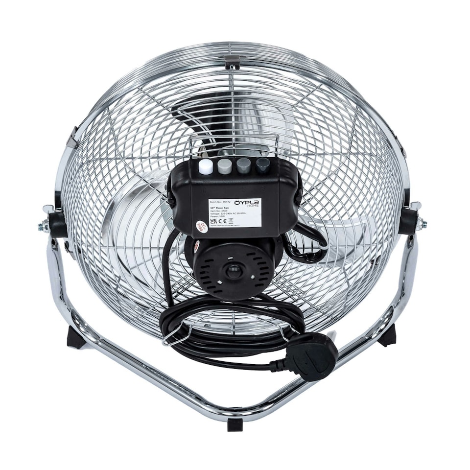 image 1 of Oypla Electrical 12" Inch Chrome 3 Speed Floor Standing Gym Fan Hydroponic