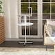 image 8 of PawHut Bird Table with Four Wheels, Perches, Stainless Steel Bowls, Round Tray