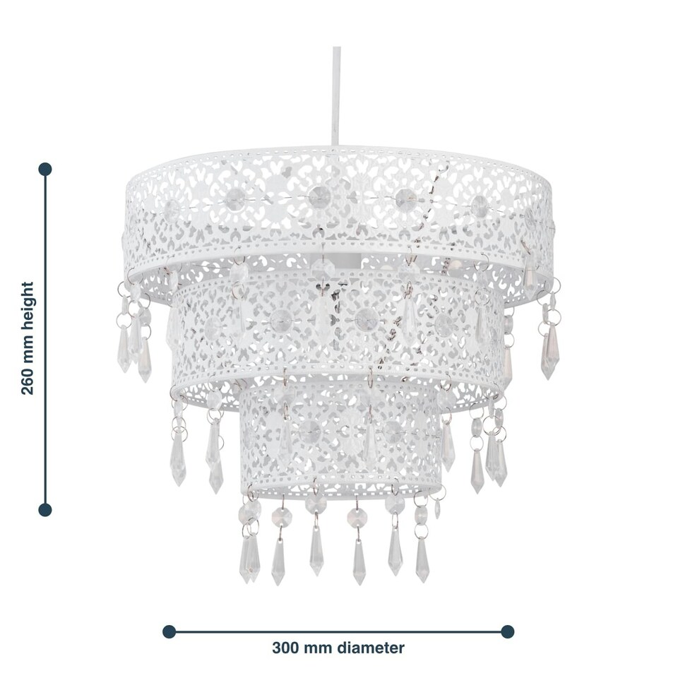 image 1 of First Choice Lighting White Moroccan Styled Tiered Light Shade White | Clear