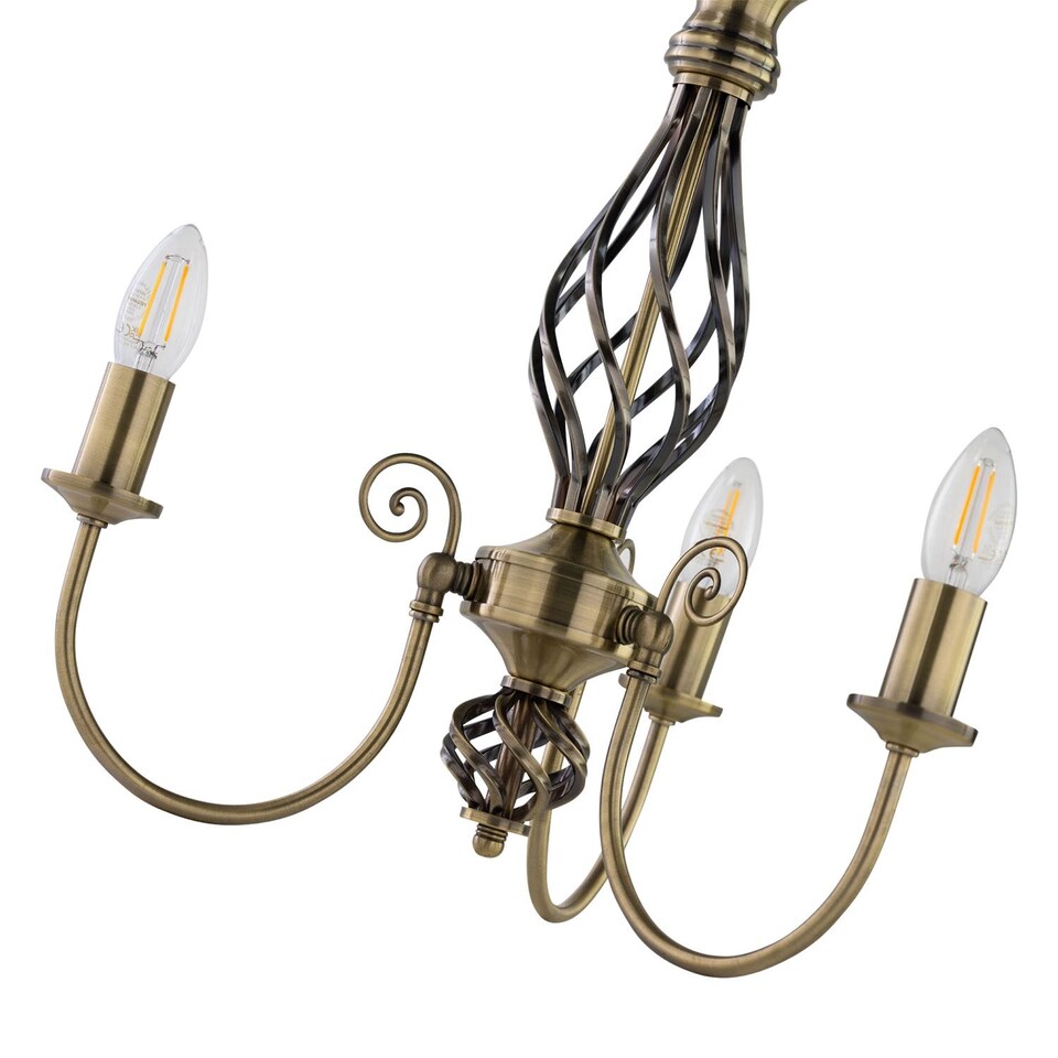 image 1 of Barley Twist - Antique Brass 3 Light Pendant | Bronze | 1