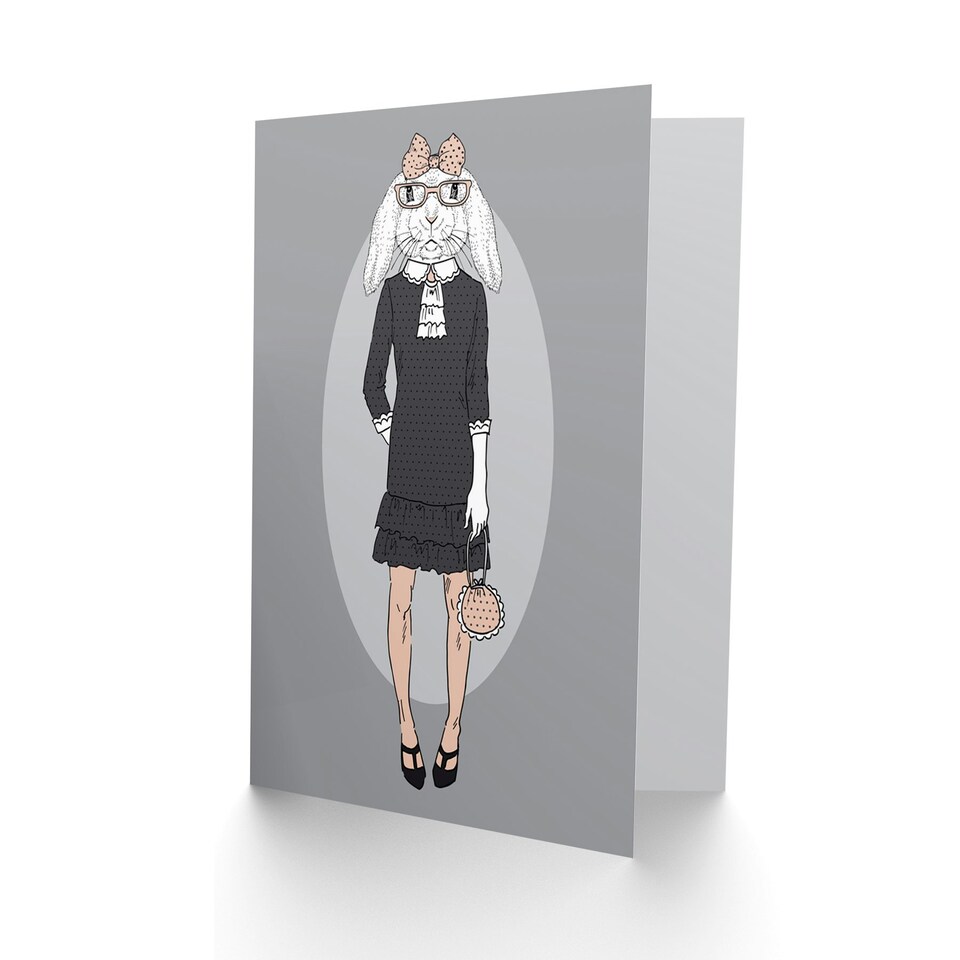 image 1 of Fashion Animal Bunny Girl Hipster Kids Birthday Child Kids Card