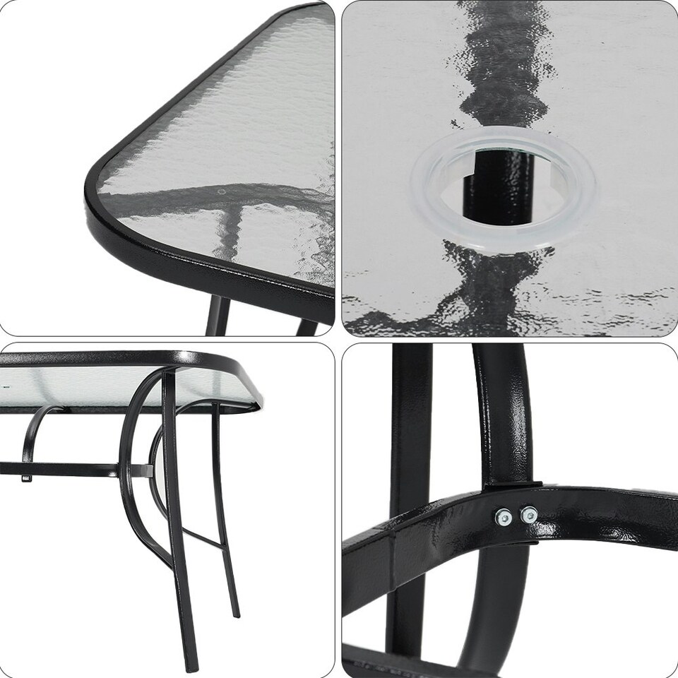image 1 of Living and Home 150cm Tempered Glass Outdoor Coffee Table （Chair Not Included）
