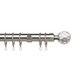 image 1 of 35mm Fixed Length Metal Curtain Pole Set Satin Silver Acrylic Ball Finial 390cm Silver | Silver