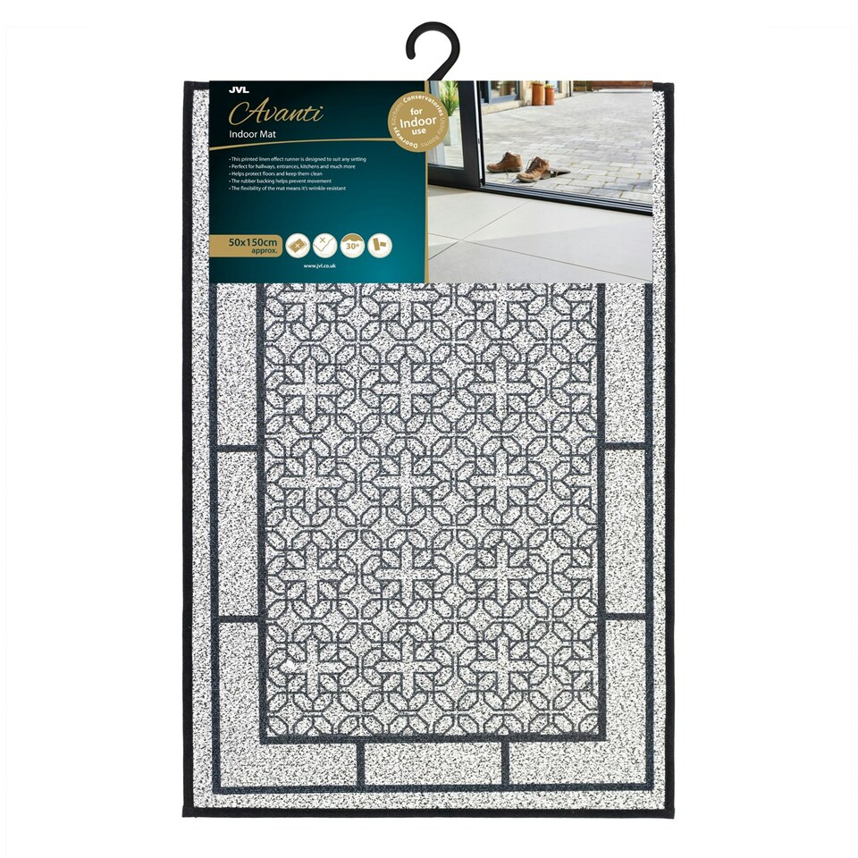 image 1 of JVL Avanti Machine Washable Entrance Doormat, 50x75cm - Grey