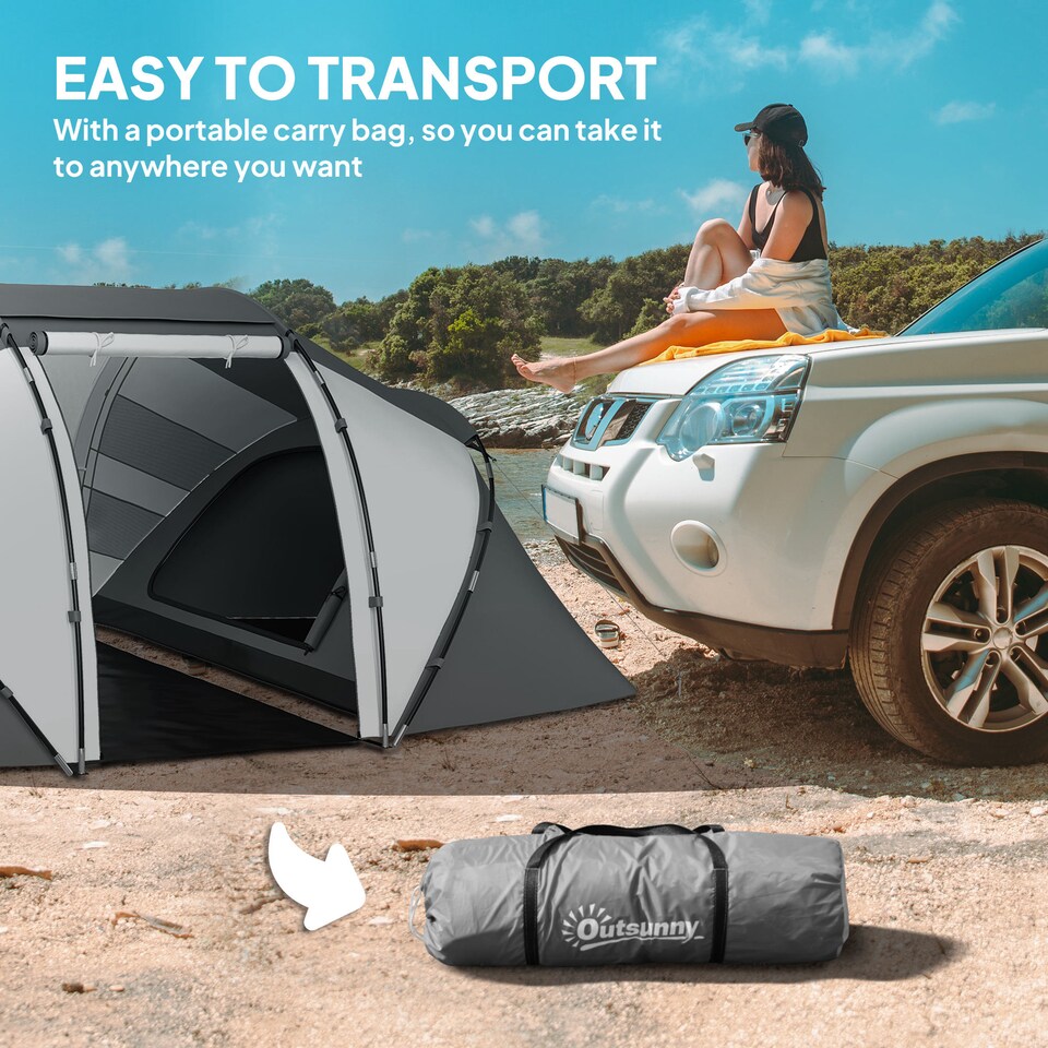 image 1 of Outsunny 4-6 Persons Camping Tent Dome Family Travel Group Hiking Room Fishing | Grey | Charcoal Grey and White
