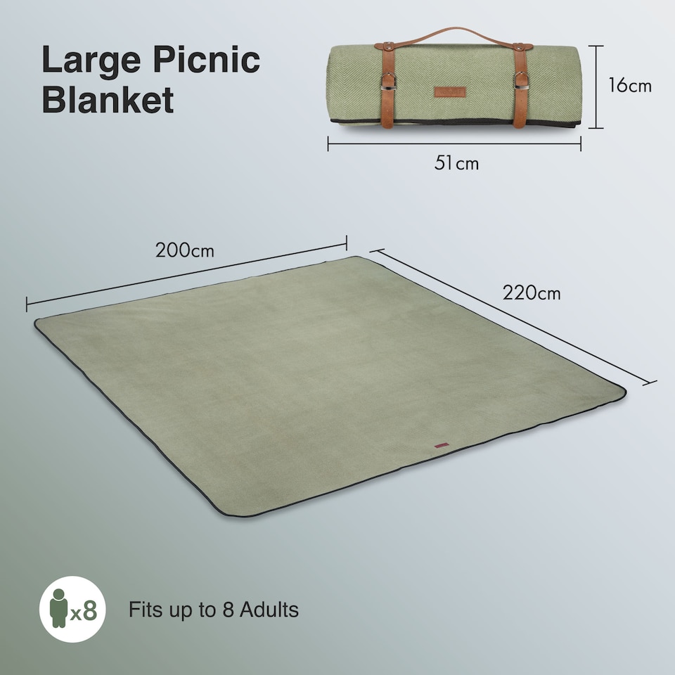 image 1 of Vonshef Picnic Blanket - Herringbone Outdoor Rug - 200x220cm