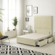 image 2 of Sunburst Divan Bed with 2 Drawers & 54'' Floor Standing Headboard Linen Fabric | Yellow | Beige