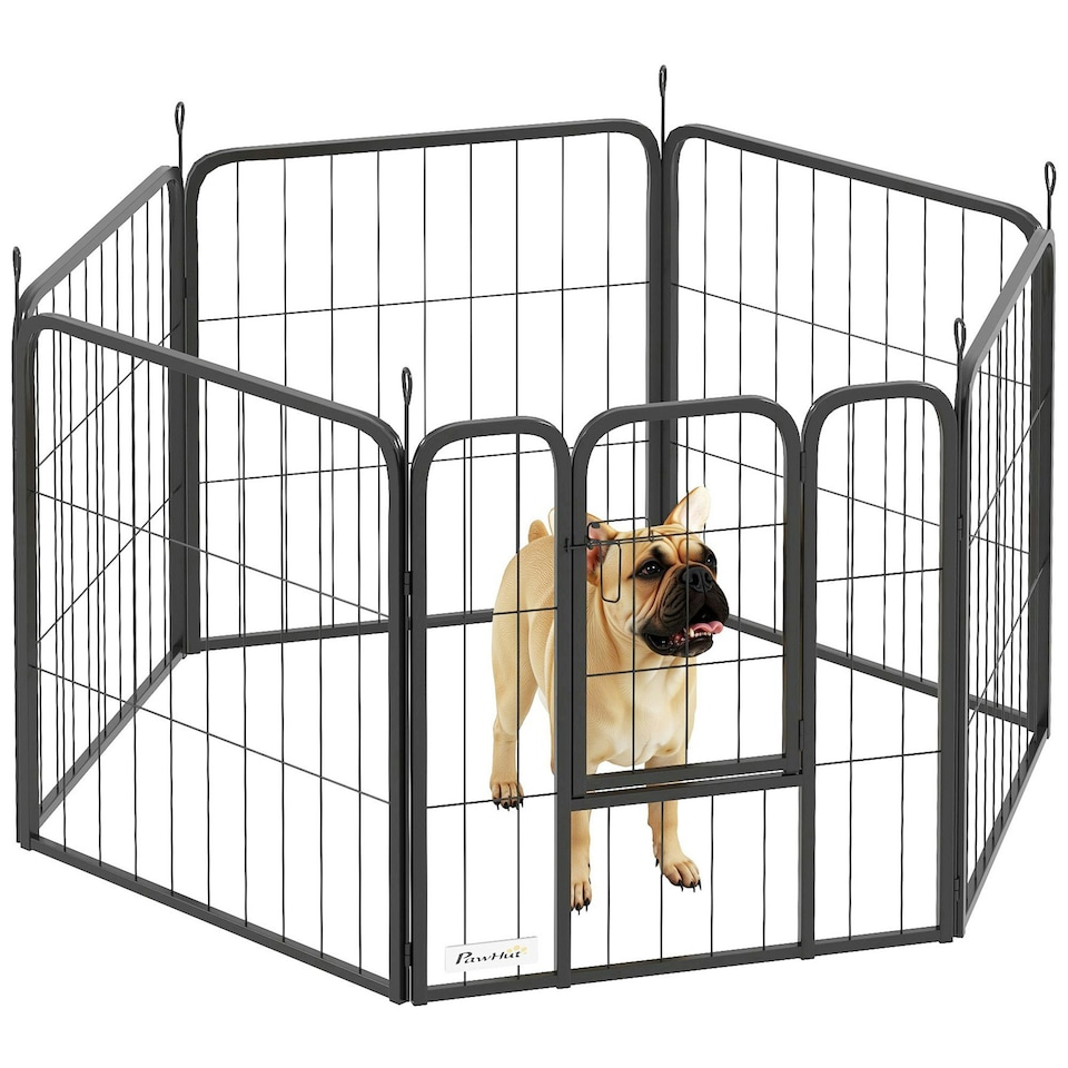 image 1 of PawHut Six-Panel Dog Playpen with Door, for Indoor, Outdoor, 60cm Tall