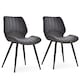 image 1 of HOMCOM Set of 2 PU Leather Dining Chair Moulded Seats Steel Frame Grey