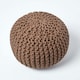 image 3 of Homescapes Chocolate Brown Round Cotton Knitted Pouffe Footstool - 35 x 40 cm | Brown | H 35cm x W 40cm