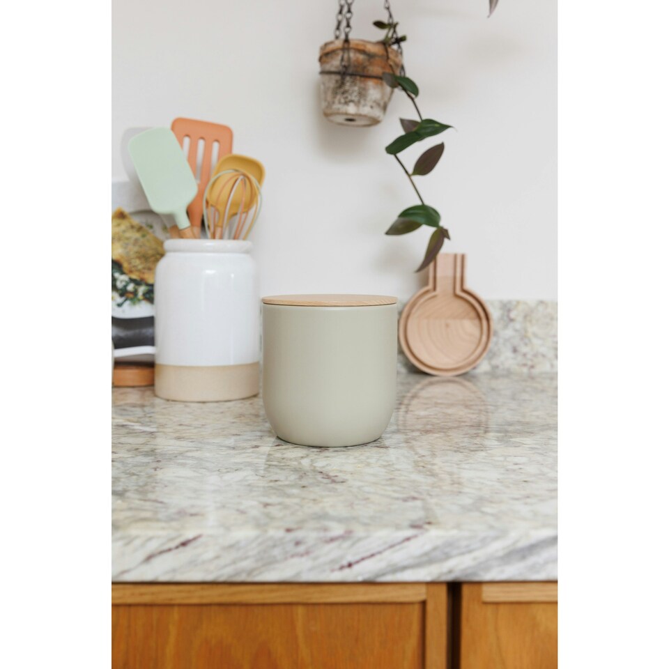 image 1 of KitchenCraft Kitchen Canister Putty Wood 12x12cm