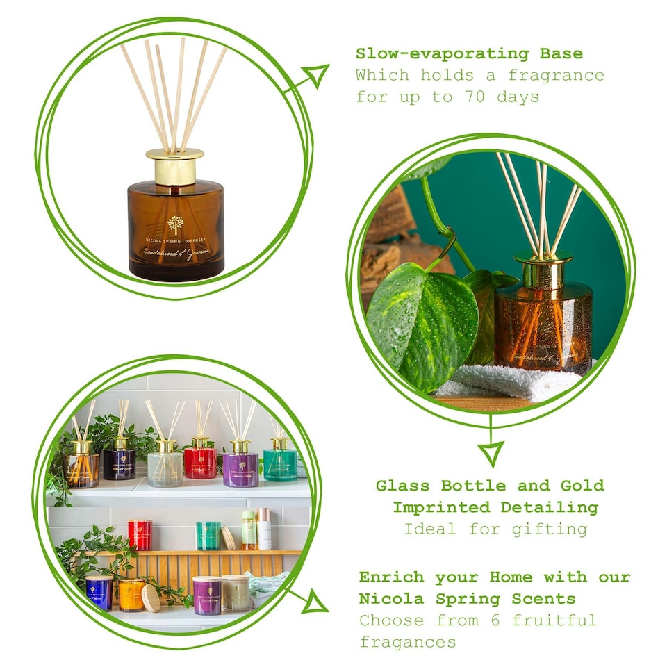 image 1 of Nicola Spring Reed Diffuser - 200ml - Sandalwood & Jasmine
