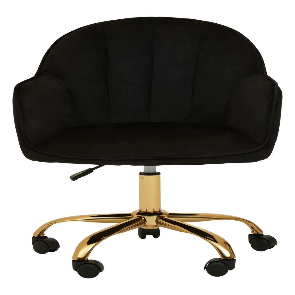 image 1 of Interiors by Premier Brent Black Velvet And Gold Base Home Office Chair