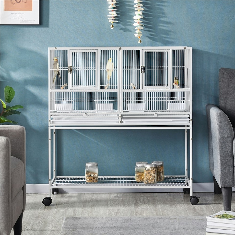 image 1 of Yaheetech 105 cm Tall Stackable and Divided Breeder Cage White