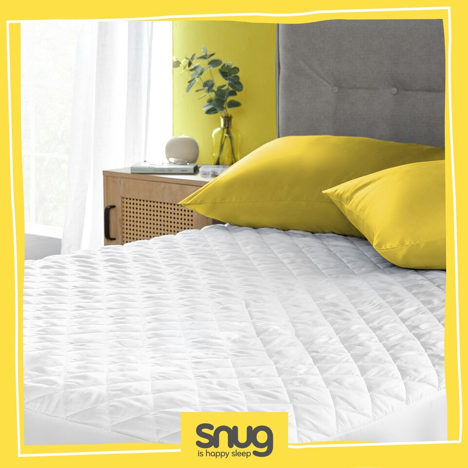 image 1 of Snug Deeply Dreamy Mattress Protector and 2 Pillows Set White | Single
