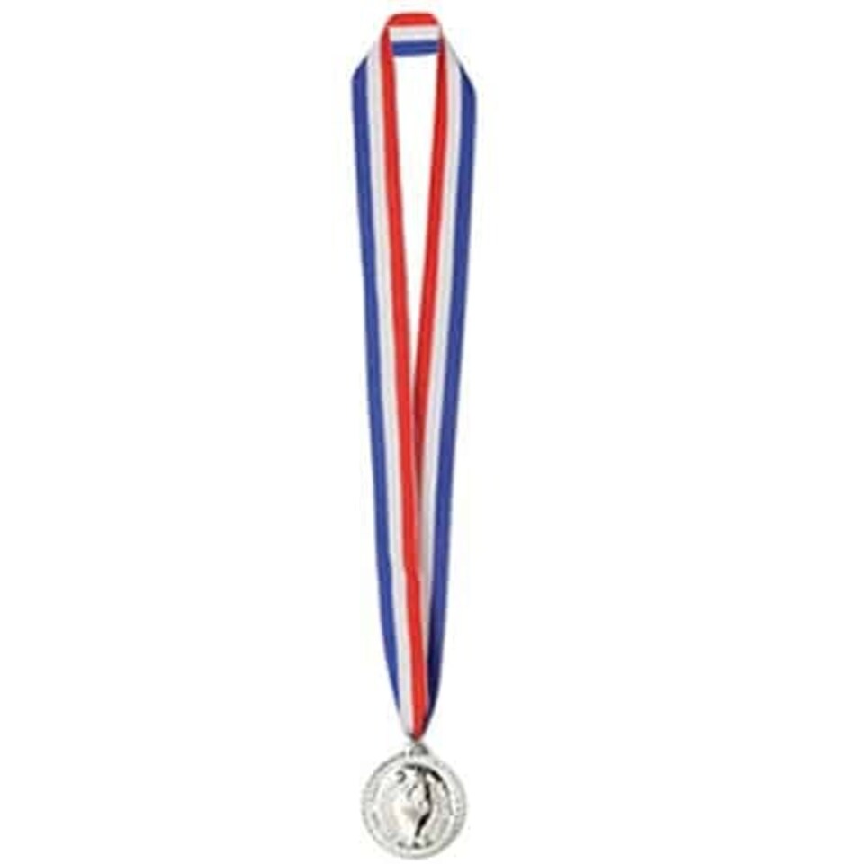 Silver Medal on 30 Inch Ribbon - Pack of 12