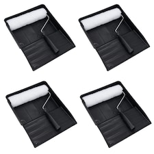 9" Painting Decorating Paint Tray and Wool Type Roller Egg Shell Gloss Paints 4pk