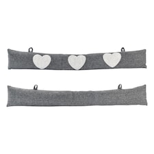 Nicola Spring Mismatched Herringbone Draught Excluder Set - 78.5cm - Heart - Pack of 2