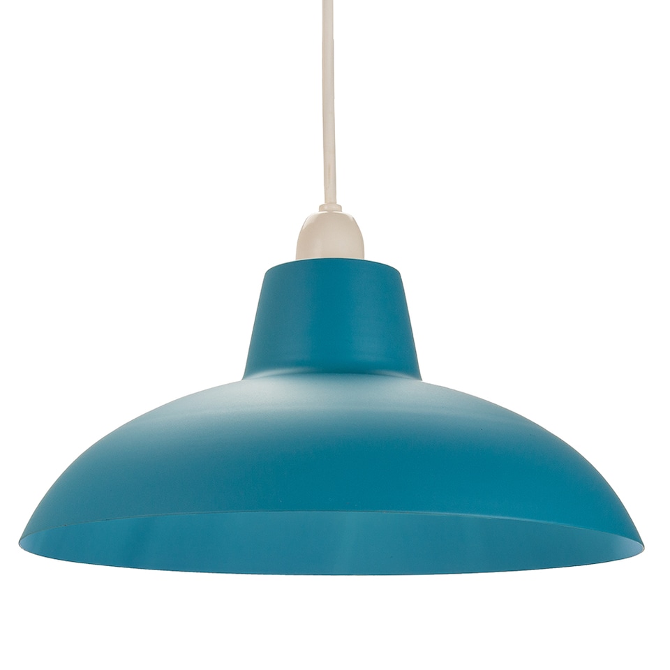 image 1 of Industrial Retro Designed Matt Teal Curved Metal Ceiling Pendant Light Shade | Blue