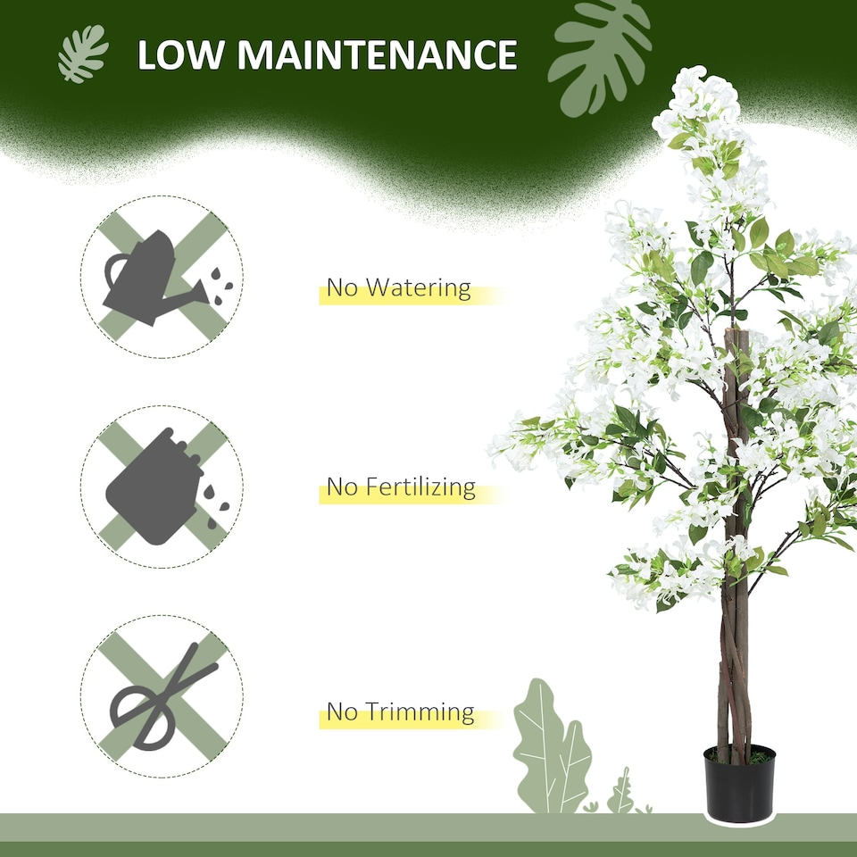 image 1 of HOMCOM Potted Artificial Plants Honeysuckle Flower for Indoor , White