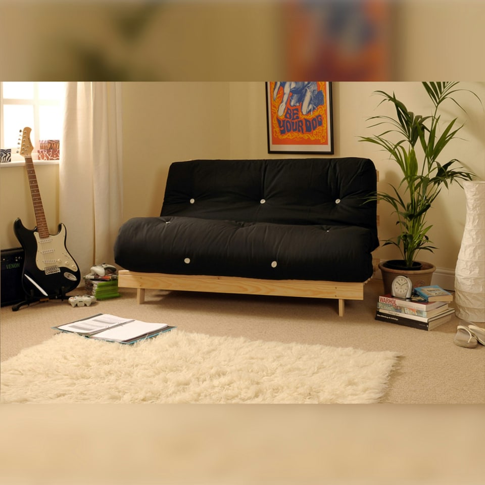 image 1 of 4ft6 Double Futon Mattress And Base Set in Black