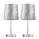 image 4 of ValueLights Pair of - Polished Chrome Table Lamps with a Silver Grey Velvet Shade - Complete with 4w LED Bulbs 3000K Warm White