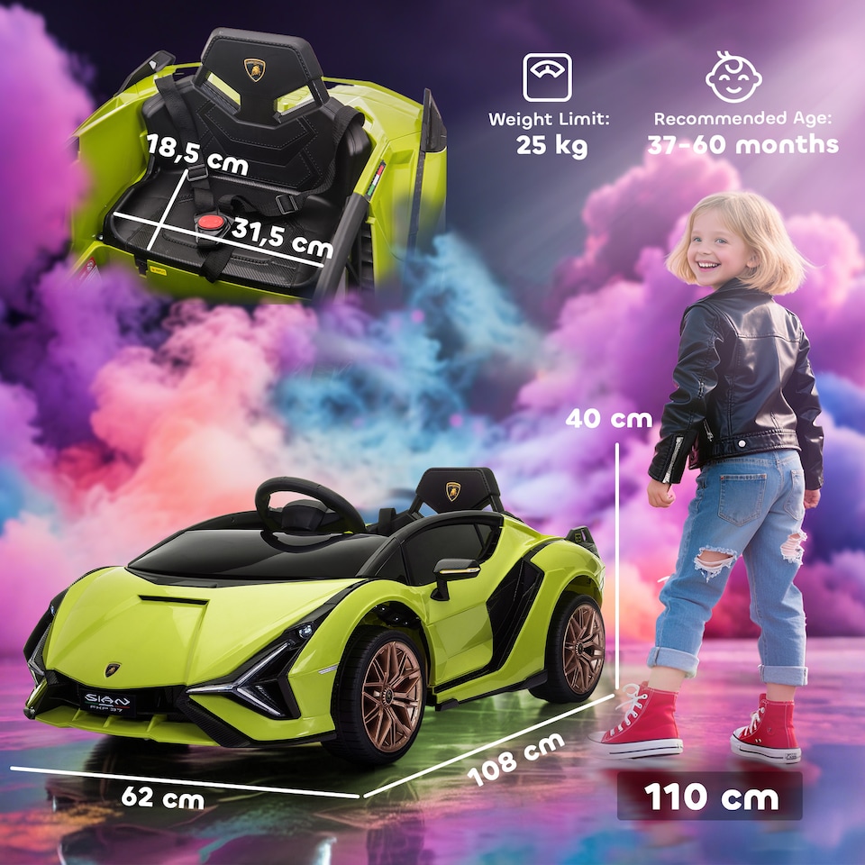image 1 of HOMCOM Lamborghini SIAN 12V Electric Car for Kids w/ Remote Control