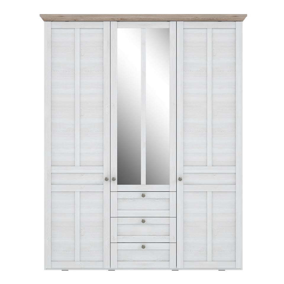 image 1 of Iloppa 3 Door Wardrobe in Snowy Oak/Oak Nelson