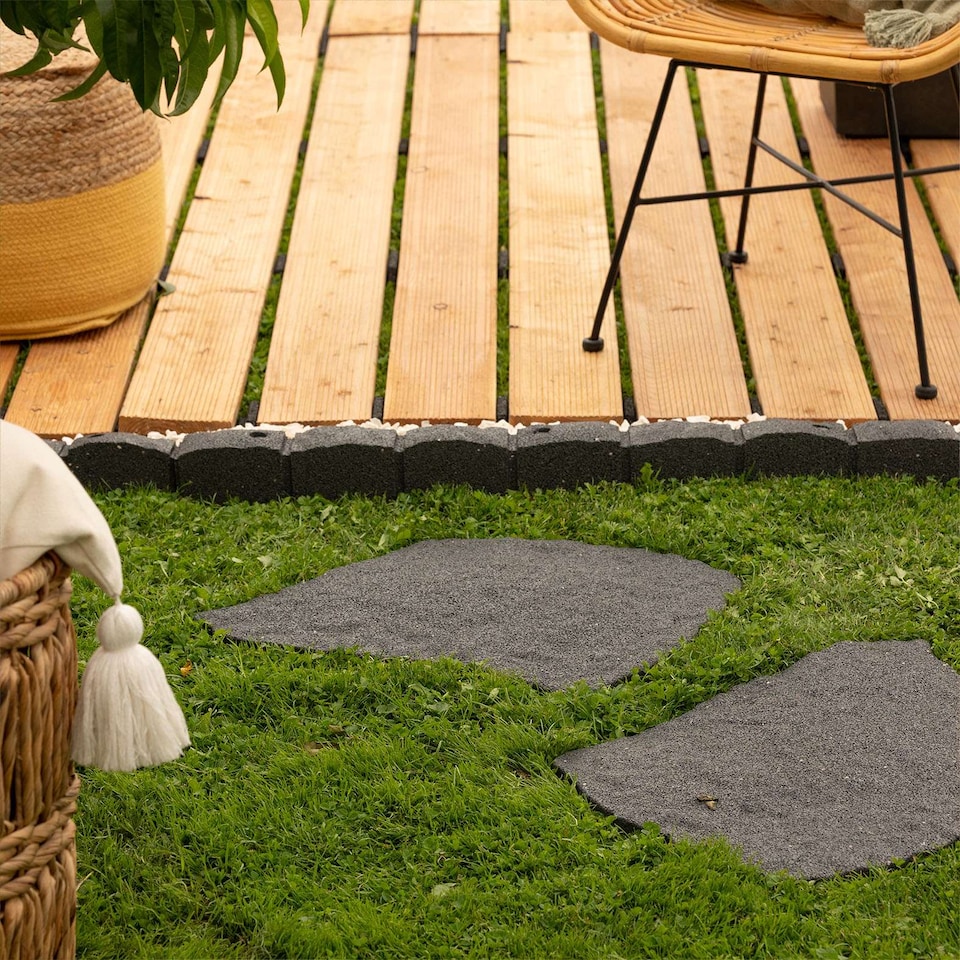 image 1 of Nicoman Natural Stepping Stone Rubber Garden Decoration Grey - Pack of 2 | Grey | Grey | Pack of 2