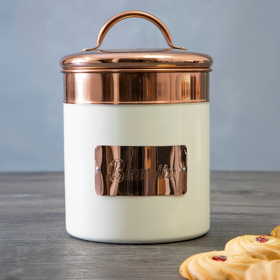 image 1 of Interiors by Premier Prescott Cream And Copper Biscuit Canister