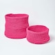 image 5 of Homescapes Hot Pink Cotton Knitted Round Storage Basket - 37 x 21 cm | Pink | Hot Pink