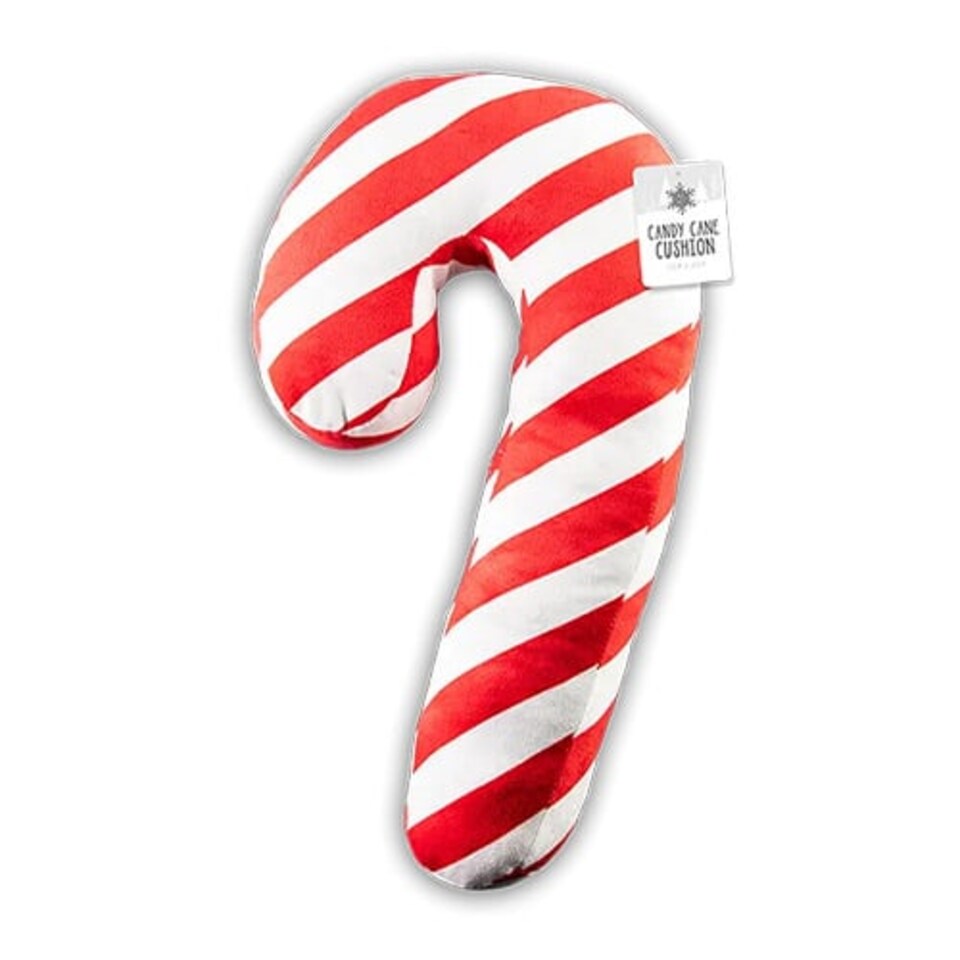 Candy Cane Christmas Velvet Look Plush Pillow Cushion 40cm
