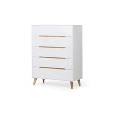 Retro White 5 Drawer Chest