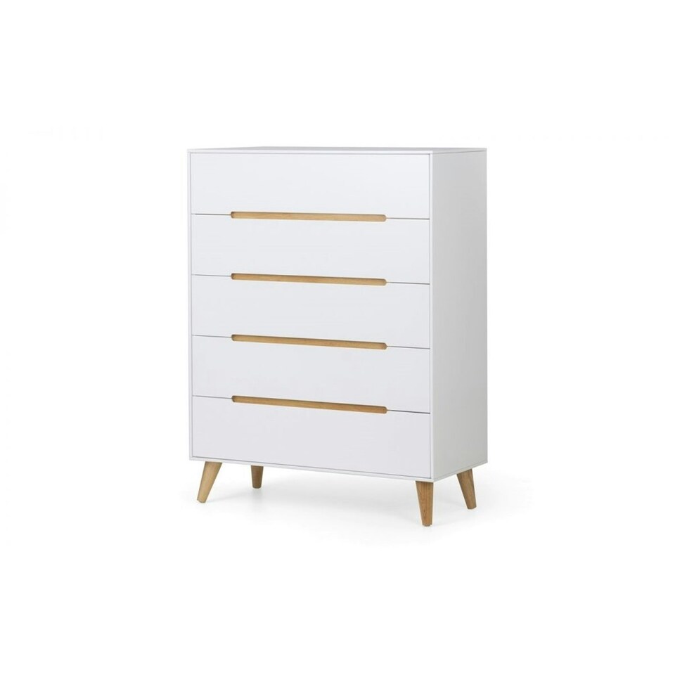 image 1 of Retro White 5 Drawer Chest