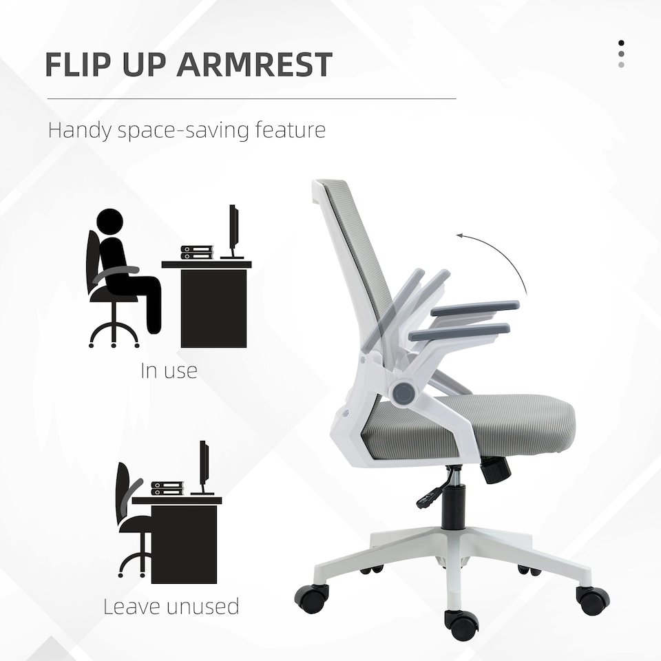 image 1 of Vinsetto Mesh Office Chair for Home with Lumbar Support, Flip-up Arm