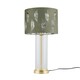 image 1 of Aura - Satin Brass Table Lamp with Sage Green Fern Silver Shade Bronze | Green