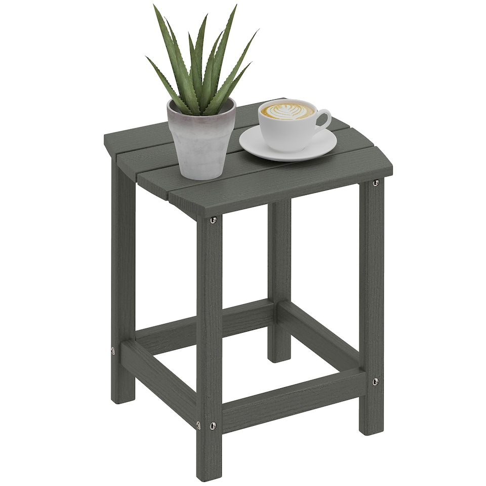 image 1 of Outsunny Outdoor Side Table, Adirondack Side Table, Indoor Outdoor, Grey | Grey