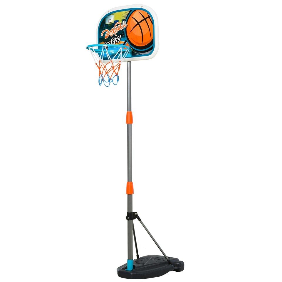 image 1 of HOMCOM 3 Pcs Kids Basketball Set w/ Hoop Ball Pump Height Fillable Base 3-8 Yrs