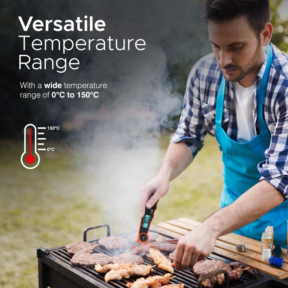 image 1 of Keplin Cook Digital Meat Thermometer Instant Read Foldable Probe Backlit LCD