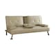 image 2 of Faux Leather Clic Clac  Luxury Sofa Bed with Drink Cup Holder In Cream