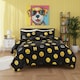 image 2 of Emoji Print Duvet Cover Set Cool Playful Bedding with Pillowcases | Black | Super King