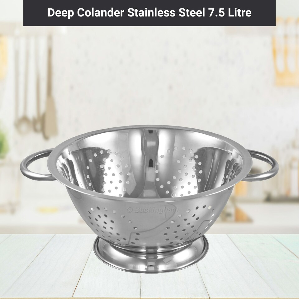image 1 of Buckingham Stainless Steel Deep Colander 7.5 Litre / 34 cm