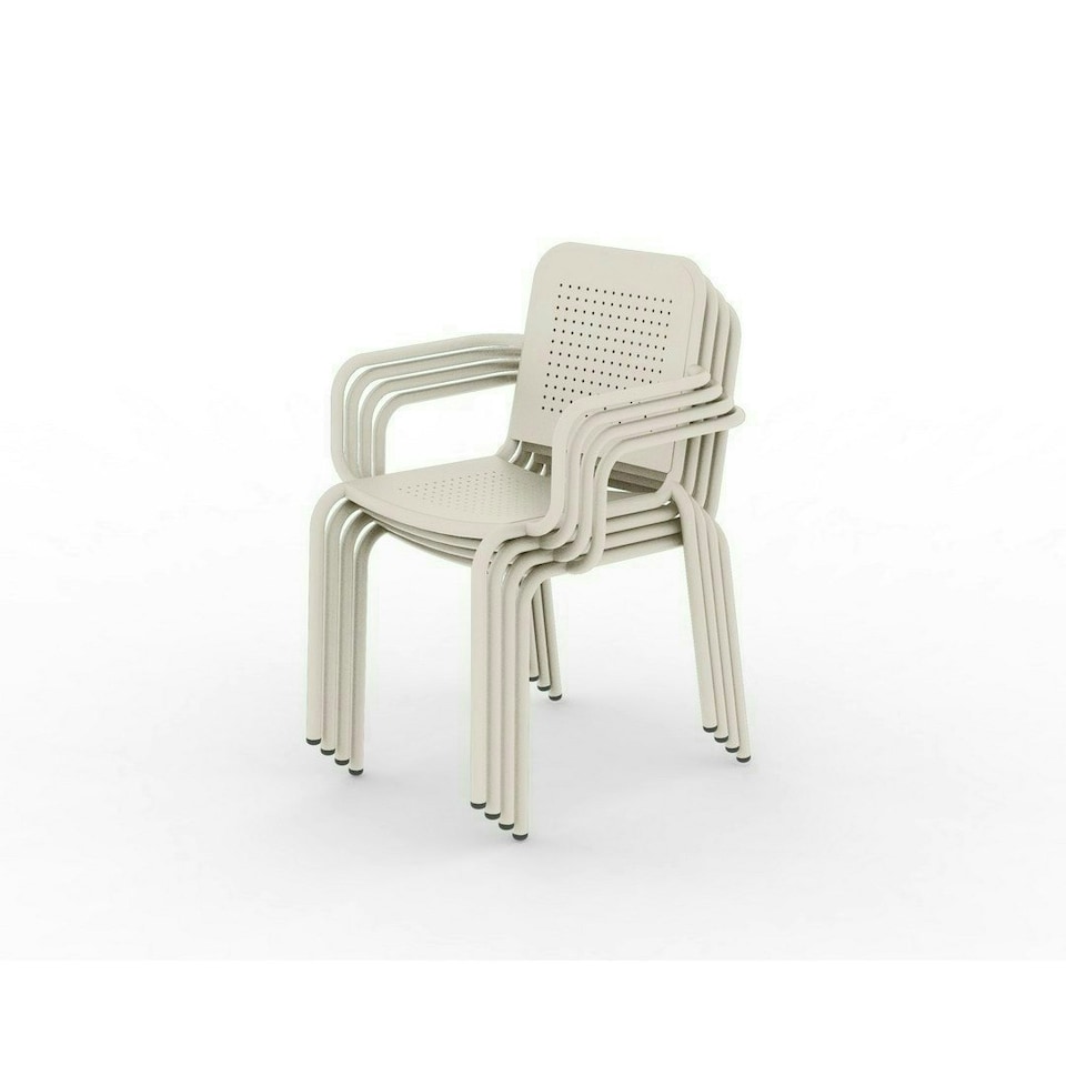 image 1 of Porto 4 Seater Stacking Round Dining Set - Steel - Champange