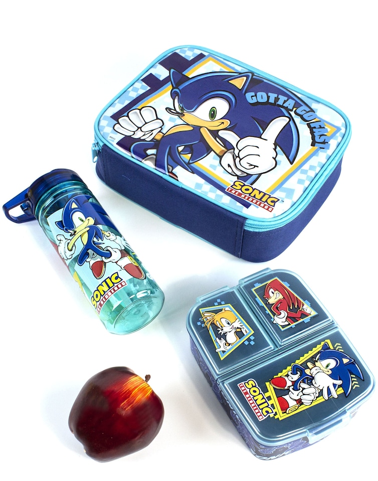 image 1 of Sonic The Hedgehog Lunch Box Set for Kids | Children School Food Bag BPA Free Water Bottle 580ML & Snack Pot | Knuckles Tails Amy Rose Characters