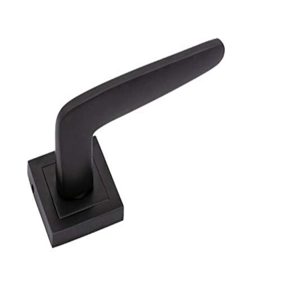 image 1 of Golden Grace 1 Pair Venus Door Handles on Square Rose in Matte Black Finish with Fixing Screws Black
