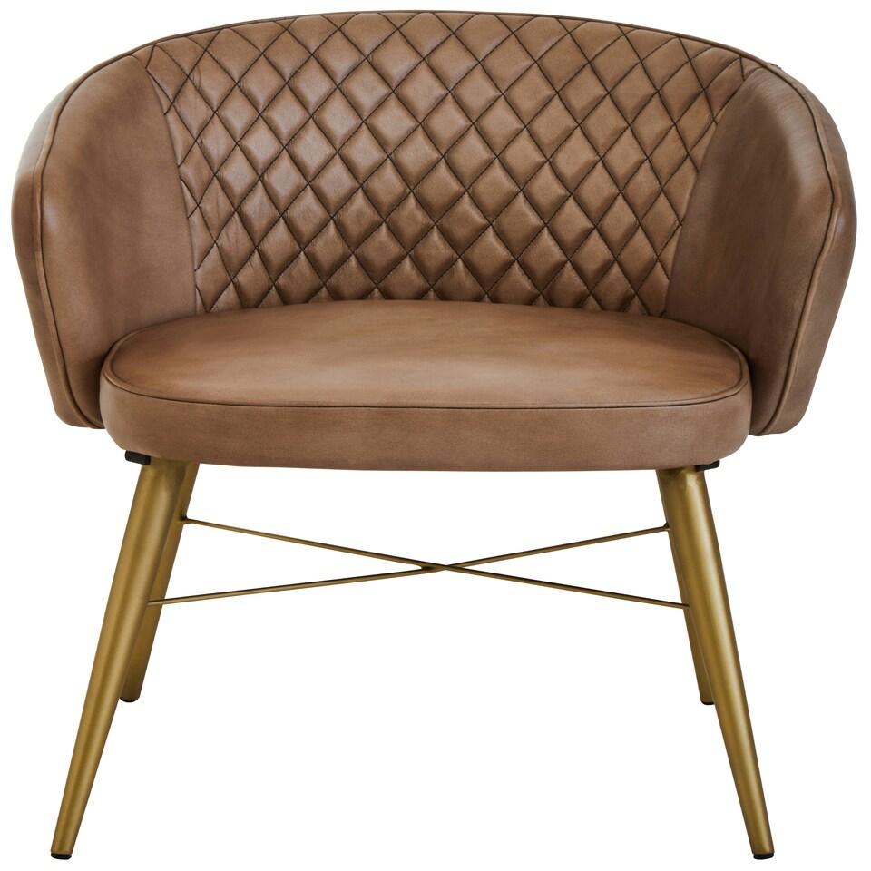 image 1 of Interiors by Premier Grey Leather Chair With Gold Finish Legs Grey